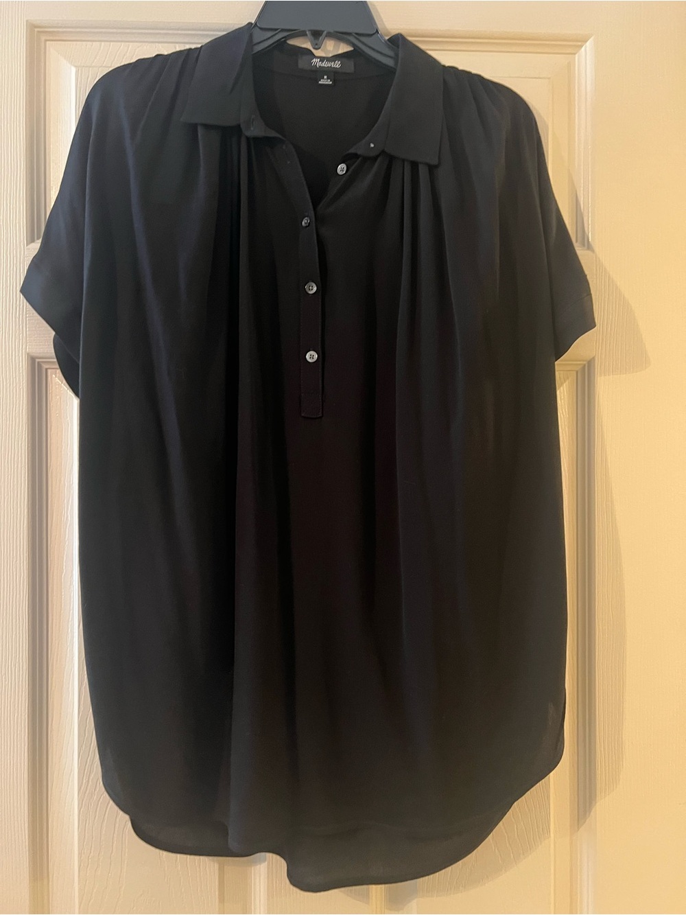 Madewell Central Drapey Popover Shirt in Black Size M - Picture 5 of 8